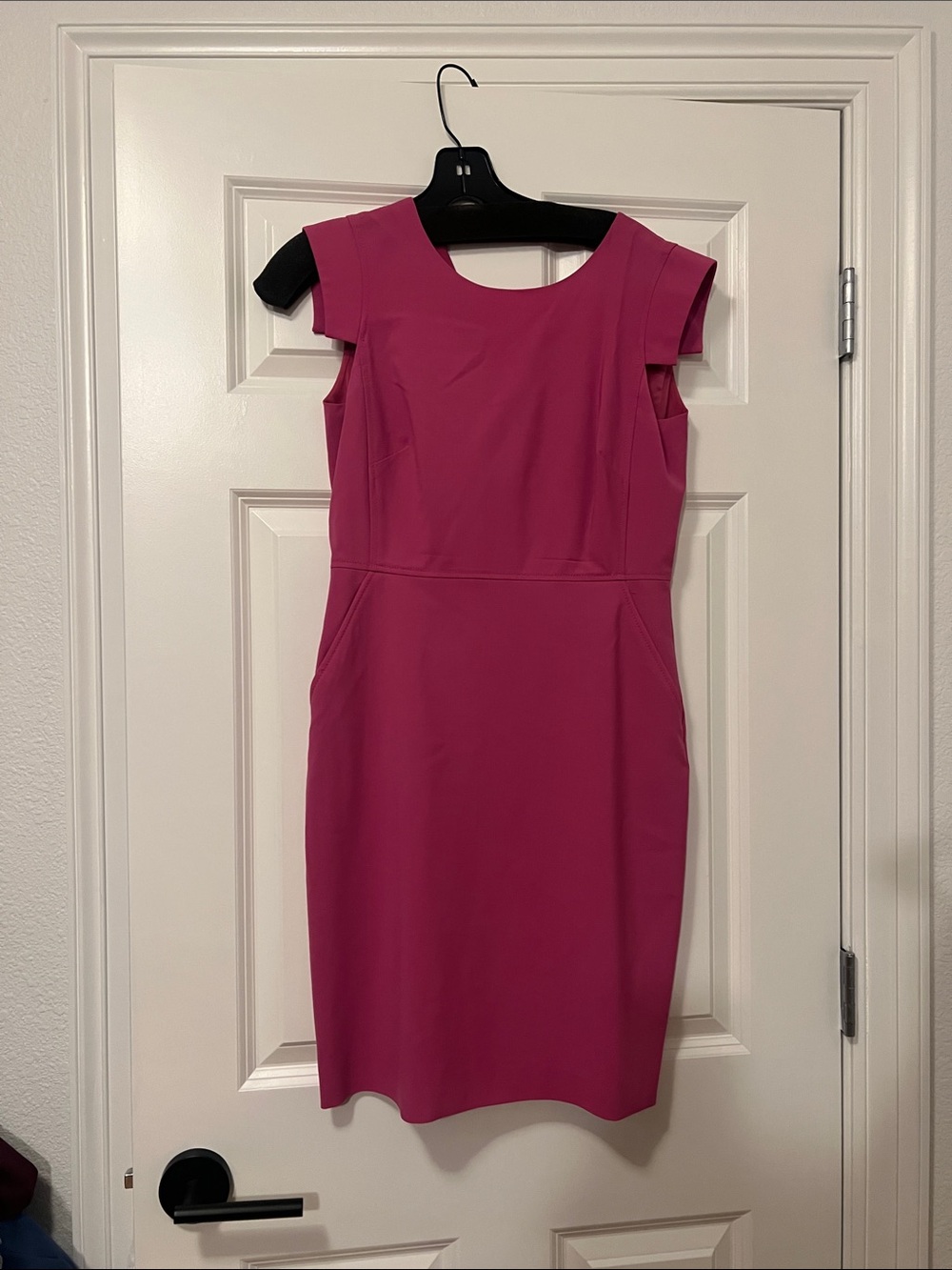 J. Crew Fuchsia Cap-Sleeve Midi Sheath Dress